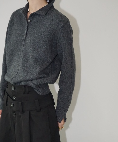 chuclla（チュクラ）の「ボタンラインハイネックニット chw25a141（ニット/セーター・レディース・アイボリー/ダークグレー・FREE）」の18枚目の写真