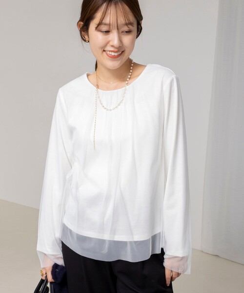 ノーリーズ（NOLLEY’S）/ウォッシャブルチュールレイヤード2WAYブラウス セール】ウォッシャブルチュールレイヤード2WAYブラウス（シャツ