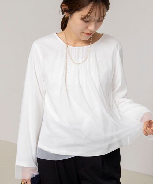 NOLLEY’S（ノーリーズ）の「ウォッシャブルチュールレイヤード2WAYブラウス（シャツ/ブラウス・レディース・ホワイト/ブラック・38）」の16枚目の写真