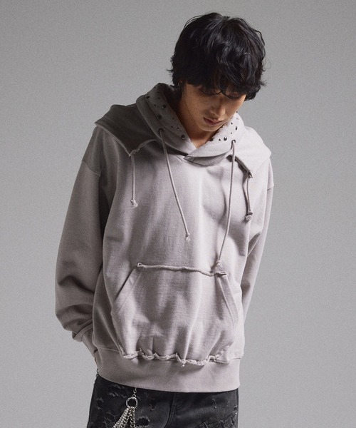 GRANCY】Layered Studded Pullover Hoodie / レイヤードスタッズ GRANCY】Layered Studded Pullover Hoodie / レイヤードスタッズ