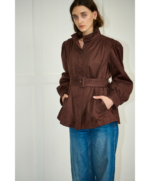 Estella.K(エステラケー)の「Veneta Jacket ピーチスキンギャザージャケット(ブルゾン・レディース・カーキ/ブラック/ブラウン/キャメル・FREE)」の1枚目の写真