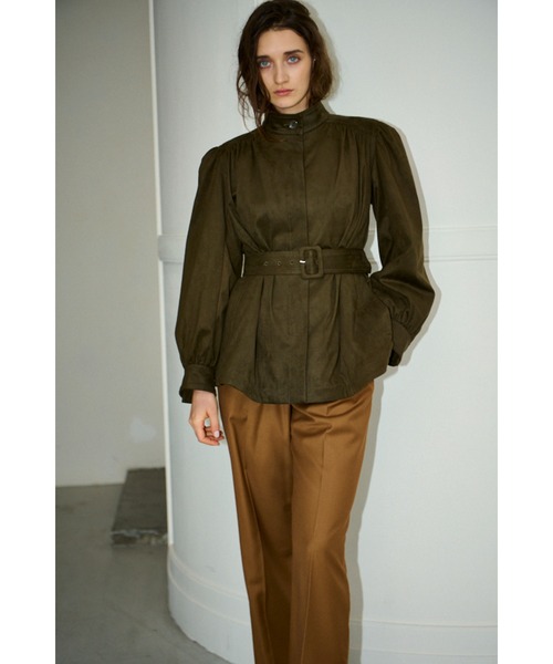 Estella.K(エステラケー)の「Veneta Jacket ピーチスキンギャザージャケット(ブルゾン・レディース・カーキ/ブラック/ブラウン/キャメル・FREE)」の3枚目の写真
