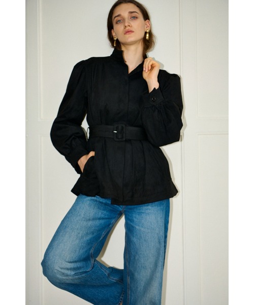 Estella.K(エステラケー)の「Veneta Jacket ピーチスキンギャザージャケット(ブルゾン・レディース・カーキ/ブラック/ブラウン/キャメル・FREE)」の2枚目の写真