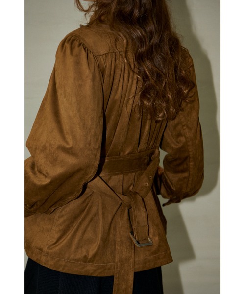 Estella.K(エステラケー)の「Veneta Jacket ピーチスキンギャザージャケット(ブルゾン・レディース・カーキ/ブラック/ブラウン/キャメル・FREE)」の10枚目の写真