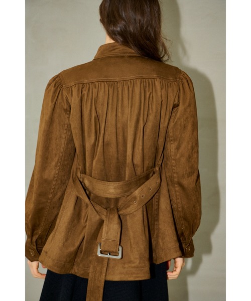 Estella.K(エステラケー)の「Veneta Jacket ピーチスキンギャザージャケット(ブルゾン・レディース・カーキ/ブラック/ブラウン/キャメル・FREE)」の11枚目の写真