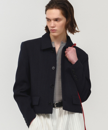 MOONSUN（ムーンサン）の「ユニセックス ツイードクロップジャケット / ネイビー（テーラードジャケット）」