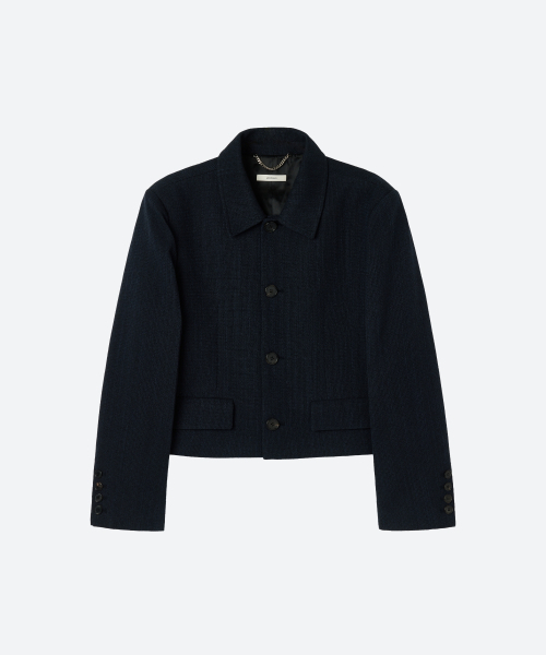 MOONSUN（ムーンサン）の「ユニセックス ツイードクロップジャケット / ネイビー（テーラードジャケット・メンズ・その他・LARGE/MEDIUM）」の3枚目の写真
