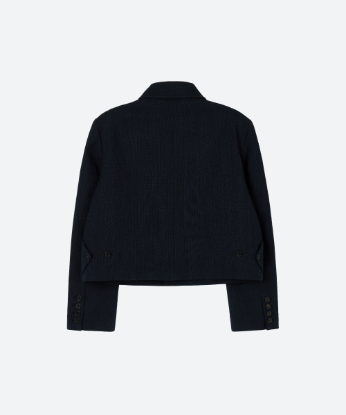 MOONSUN（ムーンサン）の「ユニセックス ツイードクロップジャケット / ネイビー（テーラードジャケット・メンズ・その他・LARGE/MEDIUM）」の4枚目の写真