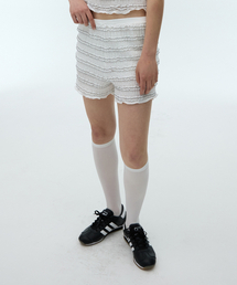 HARU FRILL PATTERNED SHORTS - WHITE