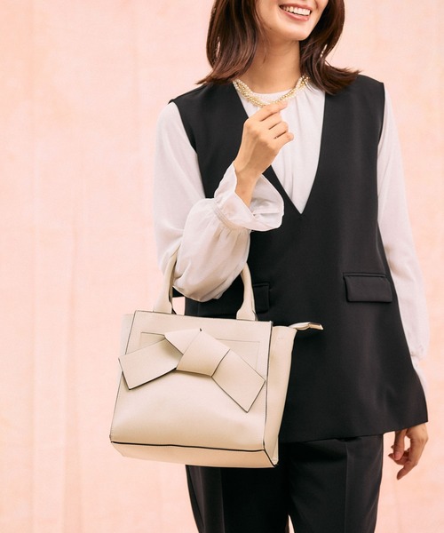 GLOBAL WORK（グローバルワーク）の「スペ軽2WAYリボンバック/621481（ハンドバッグ・レディース・アイボリー/ブラック/ミント・ONE SIZE）」の8枚目の写真