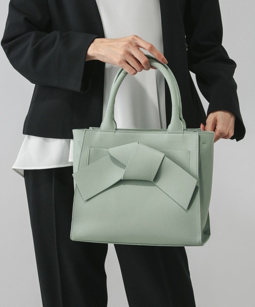 GLOBAL WORK（グローバルワーク）の「スペ軽2WAYリボンバック/621481（ハンドバッグ・レディース・アイボリー/ブラック/ミント・ONE SIZE）」の11枚目の写真