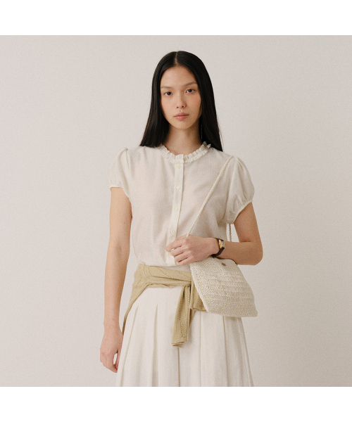 BELLE FRILL ROUND BLOUSE (IVORY)