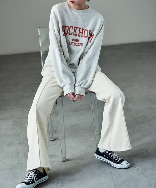 Fashion Letter(ファッションレター)の「裏フリース ボンディング イージーフレアパンツ(スウェットパンツ・レディース・ブラウン/アイボリー/ブラック・M)」の5枚目の写真