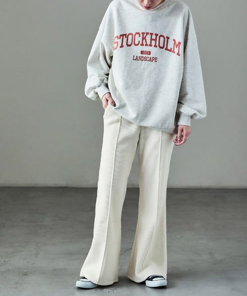 Fashion Letter(ファッションレター)の「裏フリース ボンディング イージーフレアパンツ(スウェットパンツ・レディース・ブラウン/アイボリー/ブラック・M)」の8枚目の写真