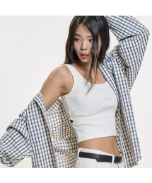 CLEVER FIELD（クレバーフィールド）の「オーバーサイズチェックエンボクラシックシャツ_ブルー（Tシャツ/カットソー）」