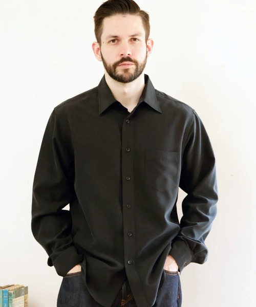 MR.OLIVE(ミスターオリーブ)の「【MR.OLIVE】T/R POWDER POPLIN CLOTH /REGULAR COLLAR SHIRT(シャツ/ブラウス・メンズ・ブラック/グレー・M/S)」の2枚目の写真