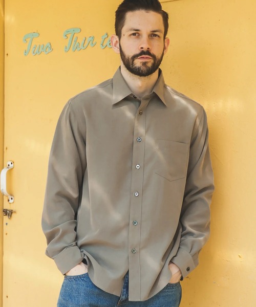 MR.OLIVE(ミスターオリーブ)の「【MR.OLIVE】T/R POWDER POPLIN CLOTH /REGULAR COLLAR SHIRT(シャツ/ブラウス・メンズ・ブラック/グレー・M/S)」の3枚目の写真