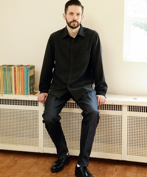 MR.OLIVE(ミスターオリーブ)の「【MR.OLIVE】T/R POWDER POPLIN CLOTH /REGULAR COLLAR SHIRT(シャツ/ブラウス・メンズ・ブラック/グレー・M/S)」の5枚目の写真