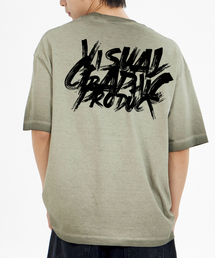 ペイントグラフィティロゴピグメント半袖Tシャツカーキ