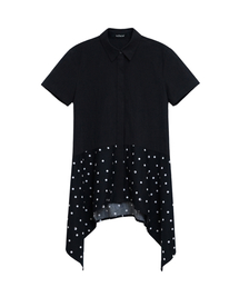 REHEAT（リヒート）の「Cat Dot Flare Shirt_Black（シャツ/ブラウス）」