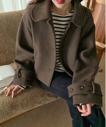 Aelina（エリナ）の「ショート襟付きメルトンコート（ブルゾン）」