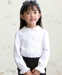 BeBe | 花レース丸襟フロントタックスムース長袖ブラウス(90~140cm)(シャツ/ブラウス)