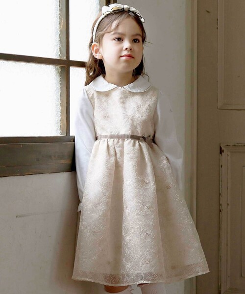 BeBe（ベベ）の「花レース丸襟フロントタックスムース長袖ブラウス(90~140cm)（シャツ/ブラウス・キッズ・ホワイト・100cm/90cm/120cm/140cm/110cm/130cm）」の5枚目の写真