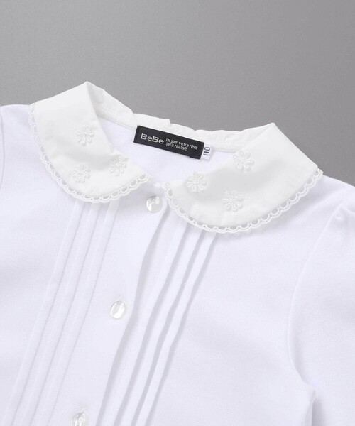 BeBe（ベベ）の「花レース丸襟フロントタックスムース長袖ブラウス(90~140cm)（シャツ/ブラウス・キッズ・ホワイト・100cm/90cm/120cm/140cm/110cm/130cm）」の9枚目の写真