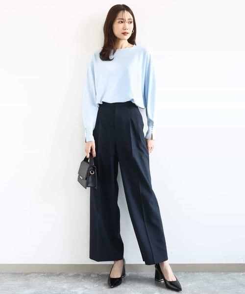 MK MICHEL KLEIN(エムケーミッシェルクラン)の「2タックストレートワイドパンツ/洗える(その他パンツ・レディース・ベージュ/ネイビー・38)」の11枚目の写真