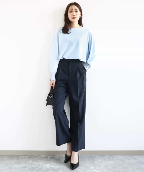 MK MICHEL KLEIN(エムケーミッシェルクラン)の「2タックストレートワイドパンツ/洗える(その他パンツ・レディース・ベージュ/ネイビー・38)」の12枚目の写真