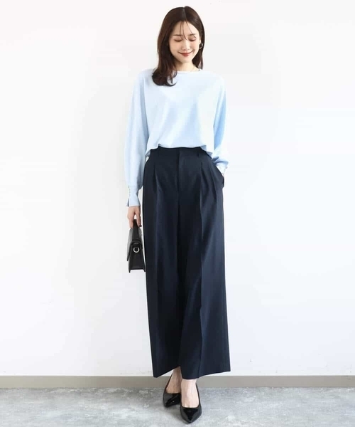 MK MICHEL KLEIN(エムケーミッシェルクラン)の「2タックストレートワイドパンツ/洗える(その他パンツ・レディース・ベージュ/ネイビー・38)」の13枚目の写真