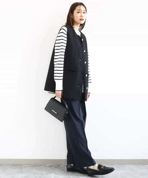MK MICHEL KLEIN(エムケーミッシェルクラン)の「2タックストレートワイドパンツ/洗える(その他パンツ・レディース・ベージュ/ネイビー・38)」の15枚目の写真