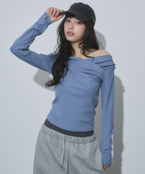 ENVYM(アンビー)の「タックオフショルトップス(Tシャツ/カットソー・レディース・ブルー/ピンク/ブラック・FREE)」の17枚目の写真