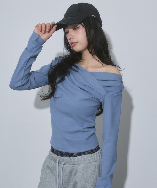 ENVYM(アンビー)の「タックオフショルトップス(Tシャツ/カットソー・レディース・ブルー/ピンク/ブラック・FREE)」の21枚目の写真