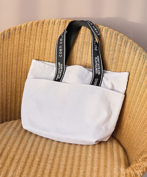 coen(コーエン)の「coen(コーエン)ロゴテープトートバッグ(トートバッグ・レディース・ブラック/ライトピンク/ベージュ/モカ・FREE)」の3枚目の写真