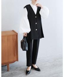 reca | Vネックボタンベスト・テーパードパンツ2点セット(スーツセット)