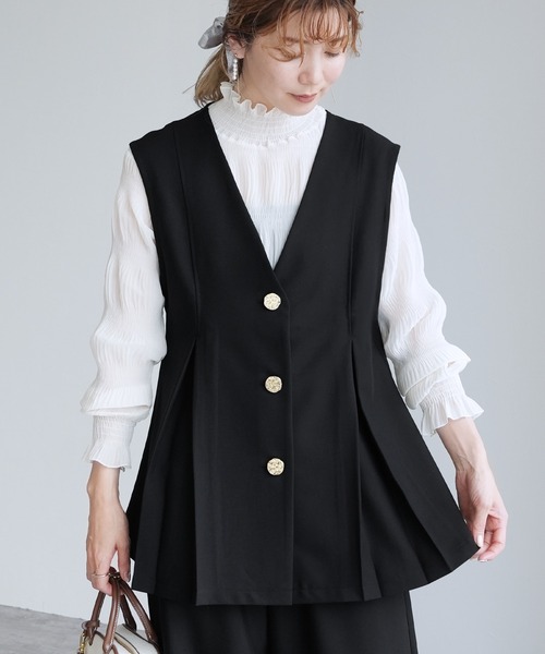 reca（レカ）の「Vネック金ボタンベスト×テーパードパンツ2点セット（スーツセット・レディース・グレー/ブラック/ネイビー・XL/L/M/S）」の10枚目の写真