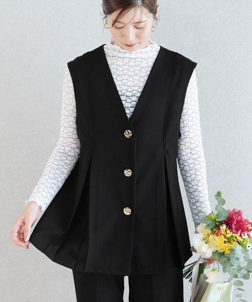 reca（レカ）の「Vネック金ボタンベスト×テーパードパンツ2点セット（スーツセット・レディース・グレー/ブラック/ネイビー・XL/L/M/S）」の7枚目の写真