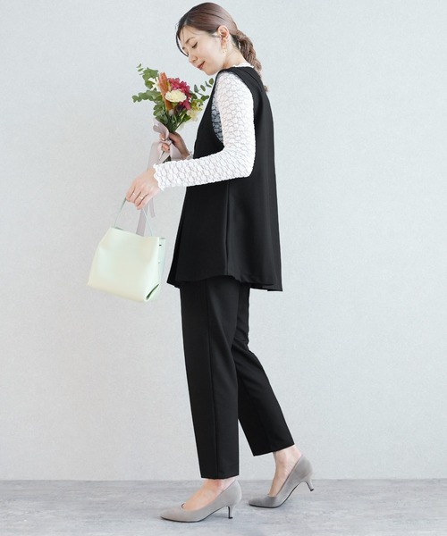 reca（レカ）の「Vネック金ボタンベスト×テーパードパンツ2点セット（スーツセット・レディース・グレー/ブラック/ネイビー・XL/L/M/S）」の9枚目の写真