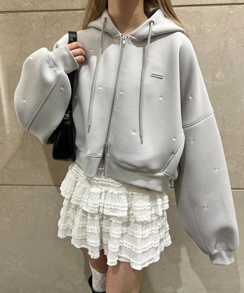 PHILLY（フィリー）の「ドットダンボールニットパーカー（パーカー・レディース・グレー/ベージュ・FREE）」の2枚目の写真