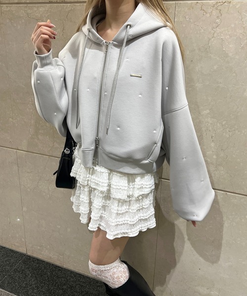 PHILLY（フィリー）の「ドットダンボールニットパーカー（パーカー・レディース・グレー/ベージュ・FREE）」の6枚目の写真