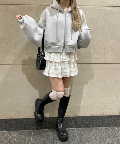 PHILLY（フィリー）の「ドットダンボールニットパーカー（パーカー・レディース・グレー/ベージュ・FREE）」の7枚目の写真