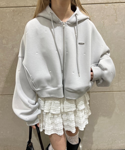 PHILLY（フィリー）の「ドットダンボールニットパーカー（パーカー・レディース・グレー/ベージュ・FREE）」の3枚目の写真