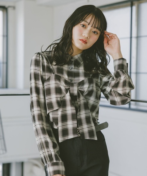 repipi armario（レピピ アルマリオ）の「【セットアイテム】リボンビスチェシャツ（シャツ/ブラウス・キッズ・オフホワイト/ブルー/チェック・SMALL/MEDIUM/LARGE）」の3枚目の写真