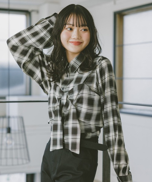 repipi armario（レピピ アルマリオ）の「【セットアイテム】リボンビスチェシャツ（シャツ/ブラウス・キッズ・オフホワイト/ブルー/チェック・SMALL/MEDIUM/LARGE）」の4枚目の写真