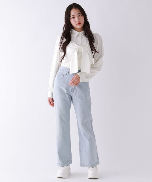 repipi armario（レピピ アルマリオ）の「【セットアイテム】リボンビスチェシャツ（シャツ/ブラウス・キッズ・オフホワイト/ブルー/チェック・SMALL/MEDIUM/LARGE）」の6枚目の写真