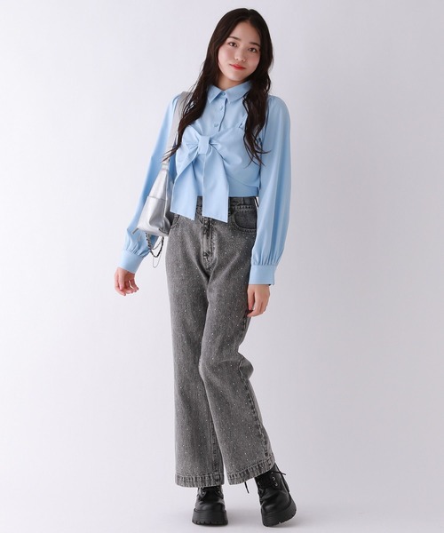 repipi armario（レピピ アルマリオ）の「【セットアイテム】リボンビスチェシャツ（シャツ/ブラウス・キッズ・オフホワイト/ブルー/チェック・SMALL/MEDIUM/LARGE）」の10枚目の写真