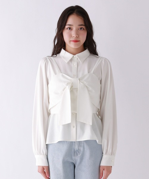 repipi armario（レピピ アルマリオ）の「【セットアイテム】リボンビスチェシャツ（シャツ/ブラウス・キッズ・オフホワイト/ブルー/チェック・SMALL/MEDIUM/LARGE）」の11枚目の写真