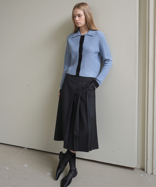 PAUL&ALICE（ポール&アリス）の「COLOR BLOCK CARDIGAN / BLUE（カーディガン/ボレロ・レディース・ブルー・FREE）」の2枚目の写真