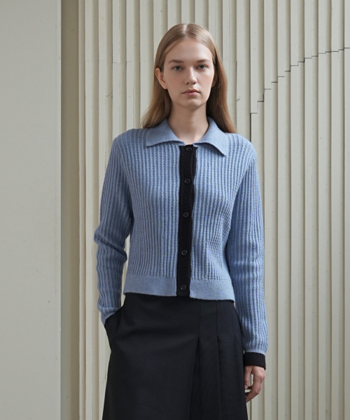 PAUL&ALICE（ポール&アリス）の「COLOR BLOCK CARDIGAN / BLUE（カーディガン/ボレロ・レディース・ブルー・FREE）」の4枚目の写真